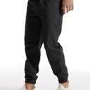 YAXHWIV Men's Casual Joggers Pants Cotton Drawstring Twill Cargo Pants Lightweight Tapered Track Jogging Sweatpants (Black, M)