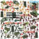 3 otters 307 Piece Army Men Military Set, Military Battle Toy Set Play Figure Playsets for Kids Boys, Plastic Soldiers with Vehicles & Accessories, for Grandkids, with Storage Container
