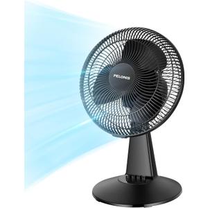 PELONIS Table Fan 12-Inch, 120 Oscillating Table Fan Small Portable Electric Plug-In Desk Fan with 3-Speeds, 126 Adjustable Tilt Head for Bedroom and Office Black