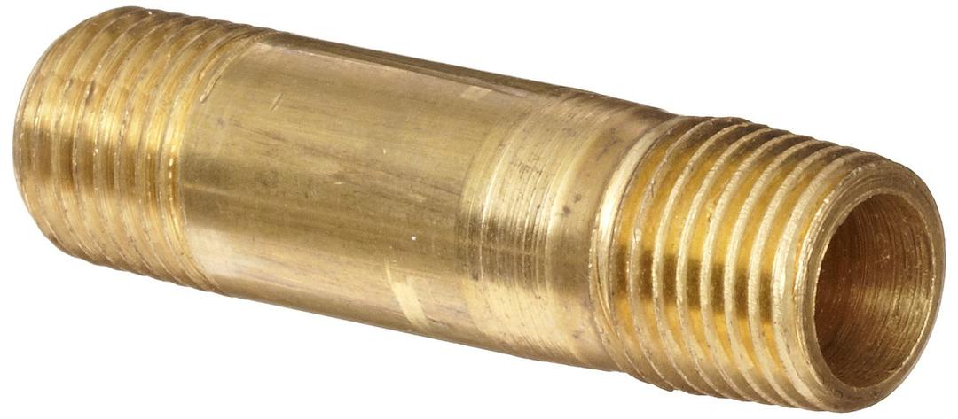 Anderson Metals Brass Pipe Fitting, Long Nipple, 3/8" x 3/8" Male Pipe, 2" Length