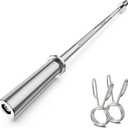 57" Olympic Barbell Bar, 2" Standard Straight Barbell Bars for Weight Lifting Bar for Bench Press/Squats/Hip Thrusts/Lunges/Biceps- Home Gym Weight Bar- 2 Spring Collars (500lb Weight Capacity) (Silver)