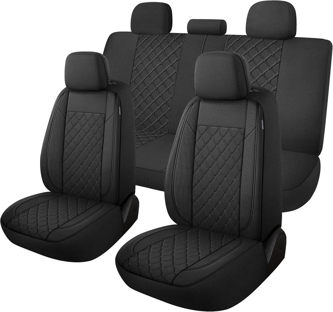 YGL Breathble Car Seat Covers Full Set,Washable Seat Covers for Cars,Premium Cloth Car Seat Protectors,Interior Covers for Cars,Sedan Van Truck SUV(Black) YGL Breathble Car Seat Covers Full Set,Washable Seat Covers for Cars,Premium Cloth Car Seat Protectors,Interior Covers for Cars,Sedan Van Truck SUV(Black)