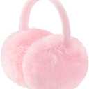 FSTEOE Winter Ear Muffs Women Warm Earmuff Girls Ear Warmers Soft Plush Outdoor Adjustable Ear Cover (Pink)