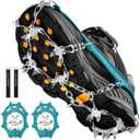 Crampons Ice Cleats Traction Snow Grips for Boots Shoes Women Men Anti Slip 19 Stainless Steel Spikes Safe Protect for Hiking Fishing Walking Climbing Mountaineering (Medium, Teal)