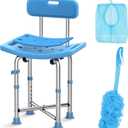 Shower Chair for Inside Shower, Crossbar Supports Bath Chair with Removable Back, Heavy Duty Padded Anti-Slip Shower Seat Adjustable Height Stool Bench for Elderly, Senior, Handicap & Disabled