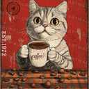 Retro Cat Metal Sign Whatever Kitty Coffee Co Serve Yourself Vintage Coffee Bar Tin Sign Wall Decor 8x12inch (20X30cm(12*8in))