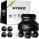 HYAKO F1 4-Heads Handheld Electric Deep Tissue Body Massager  Portable Orbital Professional Muscle Massager Tool for Easing Shoulder and Back Tension and Chiropractic Tool for Myofascial Release