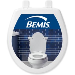 Bemis 730SLEC Slow Close Toilet Seat, Easy Clean Hinges and Durable Plastic Seat, Made in USA, Round, White