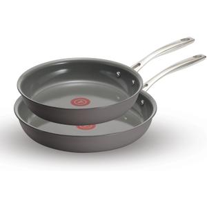 T-fal Ceramic Non-Stick Induction, 10.5 and 12 Inch 2 piece Frypan Set, Stone Grey (Gray)