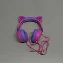 iClever Kids Headphones Cat Ear, LED Light Up, 85dBA Safe Volume, Stereo Sound Toddler Headphones for Travel School, Foldable 3.5mm Wired Kids Headphones for iPad Tablets, Meow Lollipop-Hot Pink