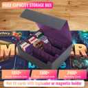 Card Deck Box for Comes with 3 velvet divider cards, PU Leather Strong Magnet trading card storage box Holds over 1800 Magic Commander deck cards, MTG, YGO, PKM and Sports Cards