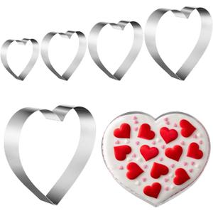 Eaasty 5 Pieces Round Cake Ring Set Biscuit Cutter Cookie Cutters Cake Mold Stainless Steel Pastry Ring for Baking Mousse Pancake Tart Muffin(Heart Shaped,5 Sizes)