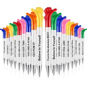 Geyee 60 Pieces Thumbs up Pens Bulk Affirmation Inspirational Quotes Motivational Messages Pens Fun Cute Employee Appreciation Gifts Bulk Encouraging Presents for Party(Classic)