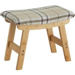 Foot Stool Ottoman Foot Rest Under Desk,Small Stool for Living Room, Bedroom and Kitchen (Natural Legs - Stripes Stool Surface)