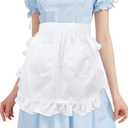Nanxson Retro Lace Maid Costume Half Apron with Pocket Adjustable Kitchen Cooking Apron for Women and Girls CF3130 (white cloth, One Size)
