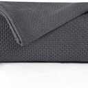 BOUTIQUO 100% Cotton Bed Blanket, Breathable Thermal Twin Size, Soft Honeycomb Waffle Blanket 60"x90", Perfect for Layering Any Bed for All Season, Charcoal Grey