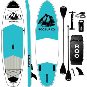 Roc Inflatable Stand Up Paddle Boards with Premium SUP Paddle Board Accessories, Wide Stable Design, Non-Slip Comfort Deck for Youth & Adults (Teal)