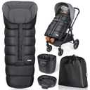 Orzbow Universal Stroller Bunting Bag with Extra Footmuff for Toddler, Kids, Warm Waterproof Winter Stroller Blanket Cover, Baby Bunting Bag - Protect Babies from Cold Winds, Black