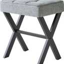 IBUYKE Square Makeup Stool with X-Leg Foot Rest, Linen Footrest, Ottoman Seat, Multi-Use as Small Side Table, for Bedroom, Living Room, Blue Gray LG-70L (17.72"-Linen)