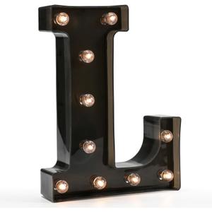 OYCBUZO Light Up Black Alphabet Marquee Letters Sign LED Marquee Number Lights Sign for Night Light Home Bar Christmas Lamp Birthday Party Wedding Decoration L