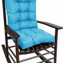 Rocking Chair CushionOverstuffed Seat Back Cushion PadSoft Thickened Patio Chair Cushions for Indoor/Outdoor (1, Sky Blue)