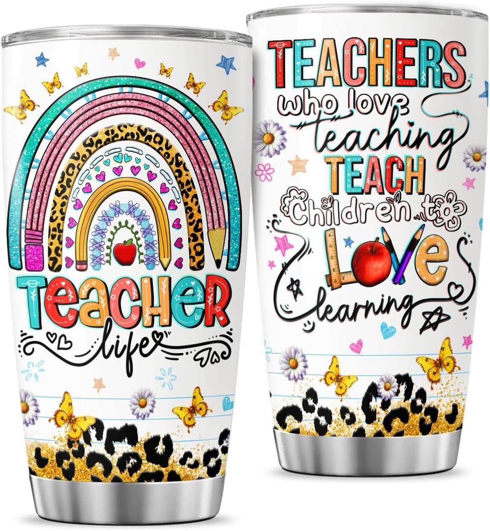 Teachers Teaching Teach, Tumbler 20 Oz With Lid And Straw, Teacher Gifts, Appreciation Gift Tumblers Coffee Cups Pack For Steel Women Music Stainless
