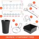 130PCS Pegboard Hooks Assortment - Peg board Hooks for Hanging Tools with Pegboard Bins & Cups,1/8-Inch Pegboard Wall Organizer - Ideal for Organizing in the Garage Kitchen Workbench Craft Room