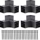 4x4 Pergola Brackets(Actual:3.6"x3.6") 3 Way Right Angle Corner Bracket, DIY Pergola Kit with Black Powder Coated Support Gazebos, Patio Pergolas Log Cabin Outdoor Pergola