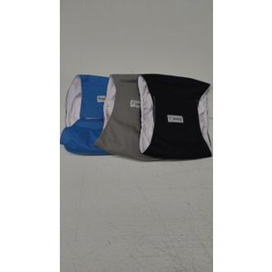 Teamoy Reusable Wrap Diapers for Male Dogs, Washable Puppy Belly Band Pack of 3 (L1, 16"-20" Waist, Black+ Gray+ Lake Blue)