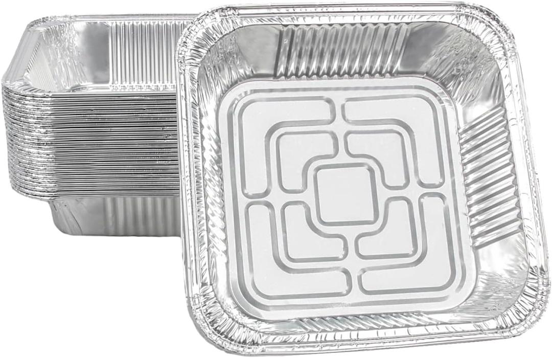 Non-Stick Disposable Air Fryer Aluminum Foil Liners Square 50PCS, Oil-Proof Aluminum Foil Tin Box Also for Steamer Basket Instant Pot Oven & Grill (6 * 6 Inch-Square)