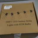 Brightever LED Outdoor String Lights 100FT Patio Lights with 52 Shatterproof ST38 Vintage Edison Bulbs, Outside Hanging Light Waterproof for Porch, Deck, Garden, Backyard, Balcony, Dimmable 2700K (100FT-Warm White, Black Wire)