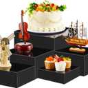Sintuff 5 Pcs Buffet Risers and Display Stand 6" 7" 8" 9" 10" Large Acrylic Dessert Cupcake Table Stand Set Black Food Display Cube for Jewelry Figures Show Decor, Box Nesting Riser with Hollow Bottom