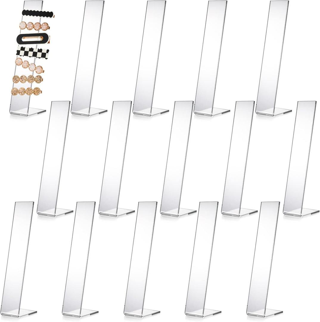 15 Pieces Acrylic Hair Clip Display Stand, Clear L-Shaped Hairpin Barrette Stand Holders, Tabletop Hair Clip Organizer Storage Rack for Hair Bow, Headbands, Hair Ties, Teen Girls, Women