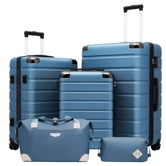 Coolife Luggage Set Suitcase 5 Piece Luggage Set Carry On Travel Luggage TSA Lock Spinner Wheels Aluminum Corner Protectors Hard Shell Lightweight Luggage Set