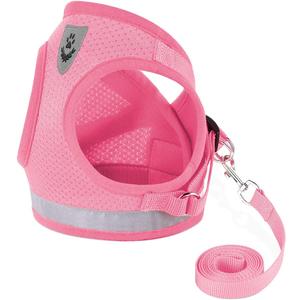 Cat Harnesses and Puppy Harness with Leashes Set, Escape Proof Cat Harness, Adjustable Reflective Soft Mesh Vest Fit Puppy Kitten Rabbit Ferrets's Outdoor Harness (Pink)