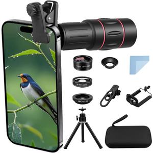 28X Long Focus Telephoto Phone Lens for iPhone and Android, Hight Power Telephoto Phone Lens with Tripod, Mobile Cell Lens Attachment for Android & iPhone, Samsung and Most Smartphone