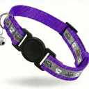 Cat Collar Breakaway, Reflective Kitten Collar with Bell, Safety Buckle Kitten Collar, Lightweight, Adjustable, Comfortable, Suitable for Boy Girl Cats (7"-13") Purple