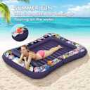 Tanning Pool Lounger Float, OKSUWATER 75" x 51" Pool Floats Adult with Headrest & Drink Holder, Blow-Up Bed Sun Tan Tub for Sunbathing, Beach, Backyard, Outdoor, Summer Water Party (Purple-L)