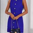 PRETTYGARDEN Work Dresses for Women 2026 Summer Business Formal Short Dress Sleeveless Button Down Elegant Office Outfits (Blue, XL)