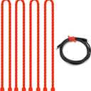 Gesipor 4 PCS 32-Inch Silicone Cable Ties Dia 6.5mm Reusable Steel-Core Rubber Twist Ties Bendable Cable Ties for Bundling and Holding, All Purpose Cord Tie for Indoor and Outdoor (Red)