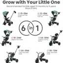 QPlay Baby Tricycle Ages 10 Months - 6 Years,6 in 1 Toddler Tricycle Stroller with Adjustable Parent Handle,Safety Harness & Wheel Brakes,Removable Canopy, Trike Bike Gifts for Boys & Girls (Green)