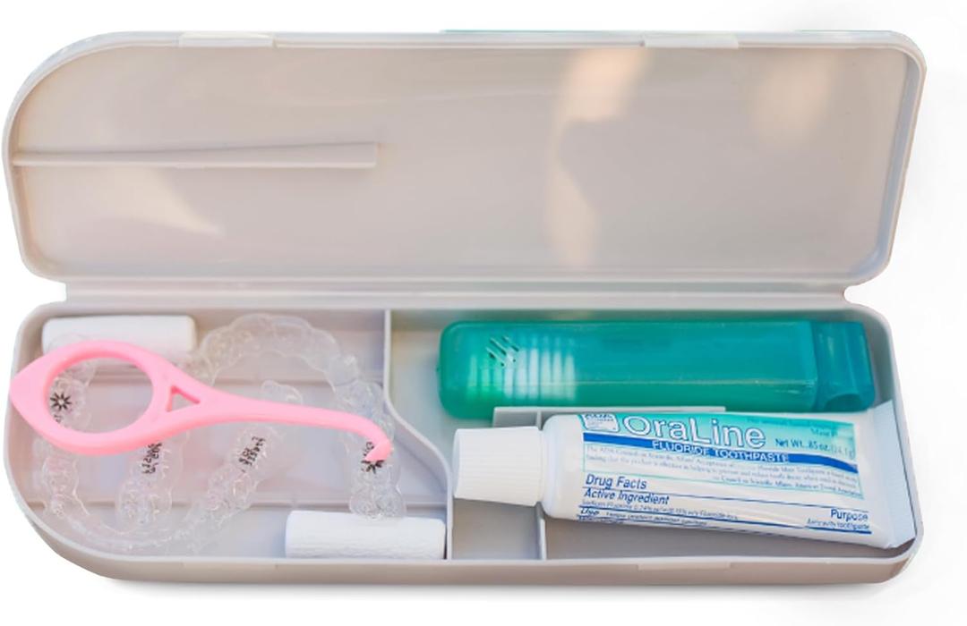 Capsule Dental - Dental Retainer Travel Case, Silicone Retainer Case for Aligners, Mouthguards, and More, Dental Kit Oral Care Tools with Travel Toothbrush and Aligner Removal Tool
