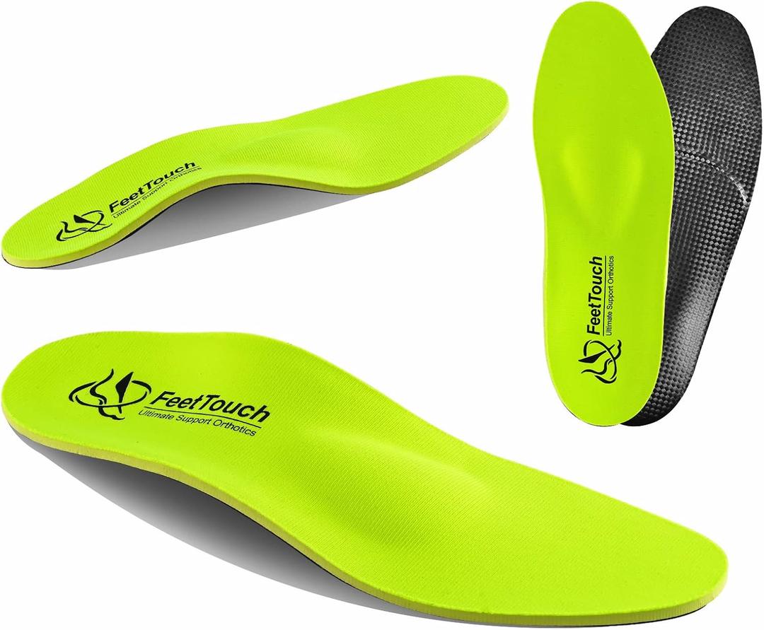 FeetTouch Strong Arch Support Orthotics for Metatarsalgia, Morton's Neuroma, Ball of Foot Pain Relief, Plantar Fasciitis, Flat Feet with Poron Heel Cushion, Unisex, Lemon Green, M 5-5-5, W 7-7-5