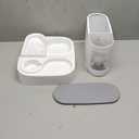 Kathson Automatic 2 in 1 Cat Feeder and Water Dispenser, Gravity Feed Pet Feeder for Indoor & Outdoor Cats (Grey)