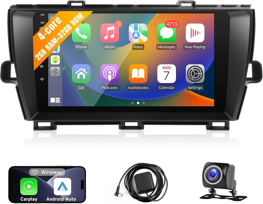 Leadfan Car Play Radio for Toyota Prius 2010-2015 Wireless Apple Carplay Android Auto, 10.1" Touch Screen Stereo for Prius Head Unit Media Player GPS Navi BT FM Camera SWC(Non-JBL-Version)