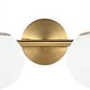 Modern Bathroom Vanity Light Fixtures 2 Lights Brushed Brass Milk White Globe Glass Shade Modern Wall Bar Sconce Lighting Bath Vanity Lights Over Mirror (Exclude G9 Bulb)
