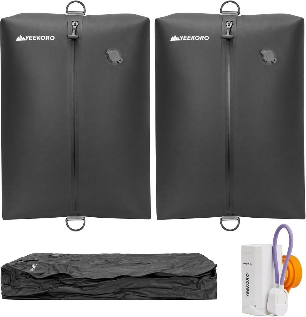 Upgraded Vacuum Bag for Travel, Professional IPX8 Waterproof Reusable Vacuum Compression Bags for Travel Suitcases, Durable Space Saver Bag(2 PACK TPU Black, With Pump)