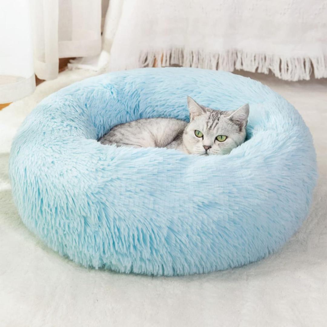 Nisrada Cat Beds for Indoor Cats,24 Inch Dog Bed for Small Melium Large Dogs, Washable-Round Pet Bed for Puppy and Kitten with Slip-Resistant Bottom