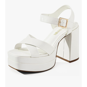 DREAM PAIRS Women's Platform Chunky Heels Square Open Toe Ankle Strap High Heeled Sandals Y2K Shoes for Party Brunch, Size 8.5
