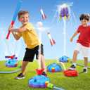4-in-1 Water Sprinkler Baseball Toy, Water-Spraying Rocket, Water Baseball Game, Rocket Launch Game, Spinning Water Sprayer Outdoor Summer Toys for Boys Girls Outside Water Game Toys for Kids 3-12